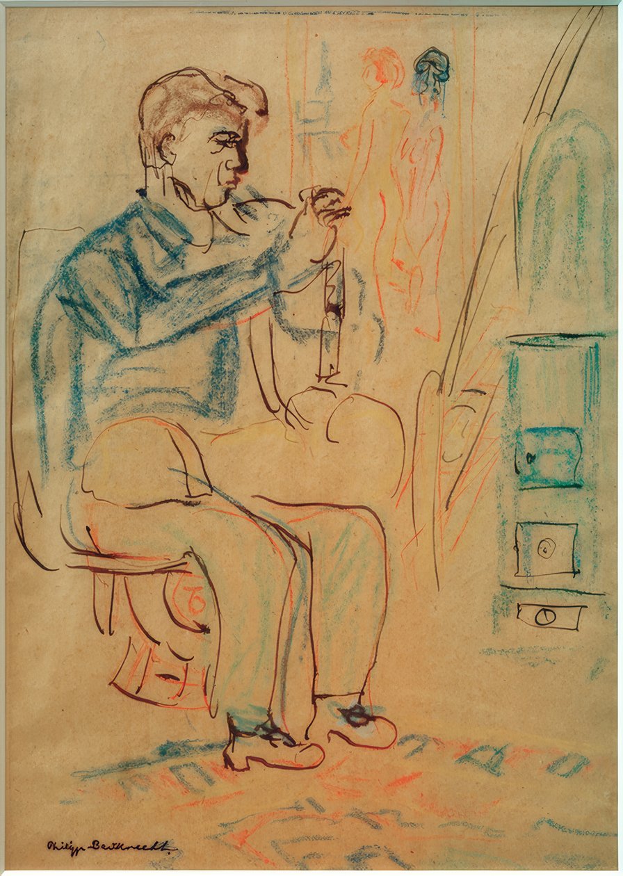Bildhauer Scherer in Kirchners Atelier von Philipp Bauknecht