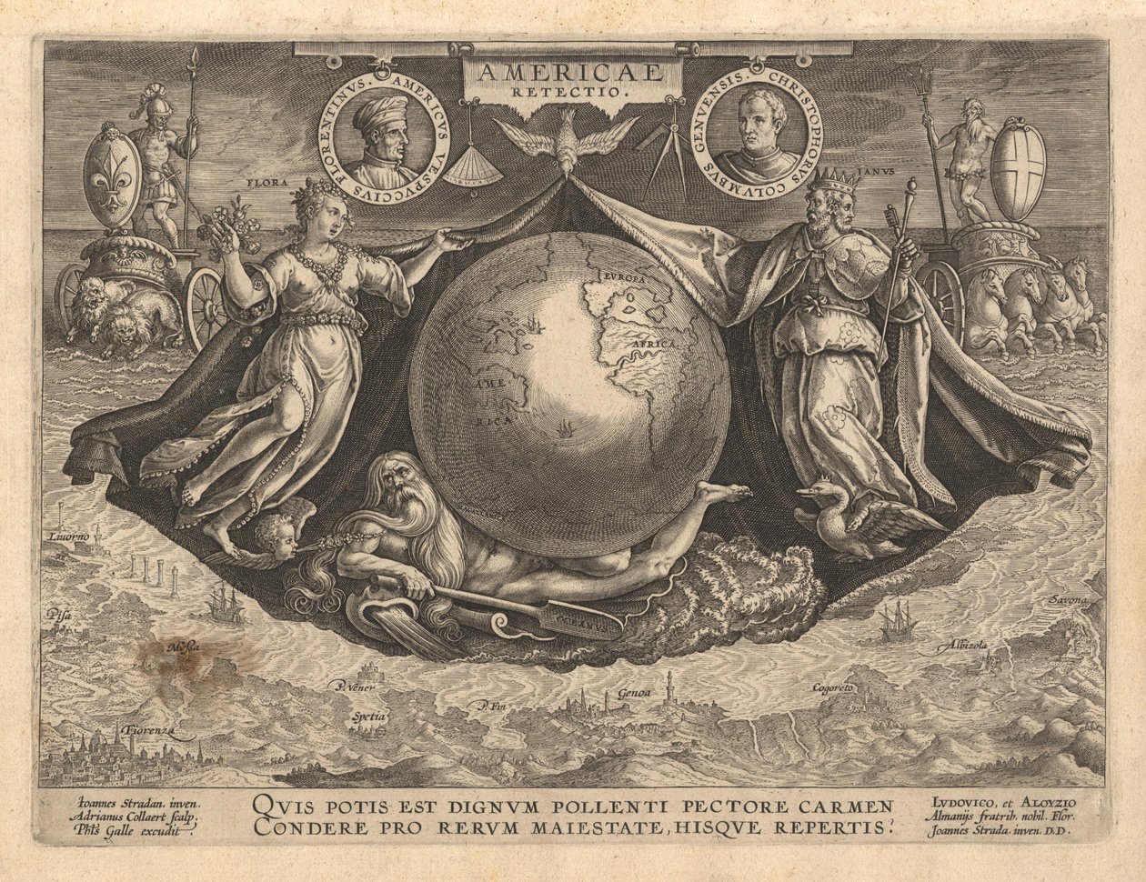 Americae Retectio Cover, 1591 von Philipp Galle