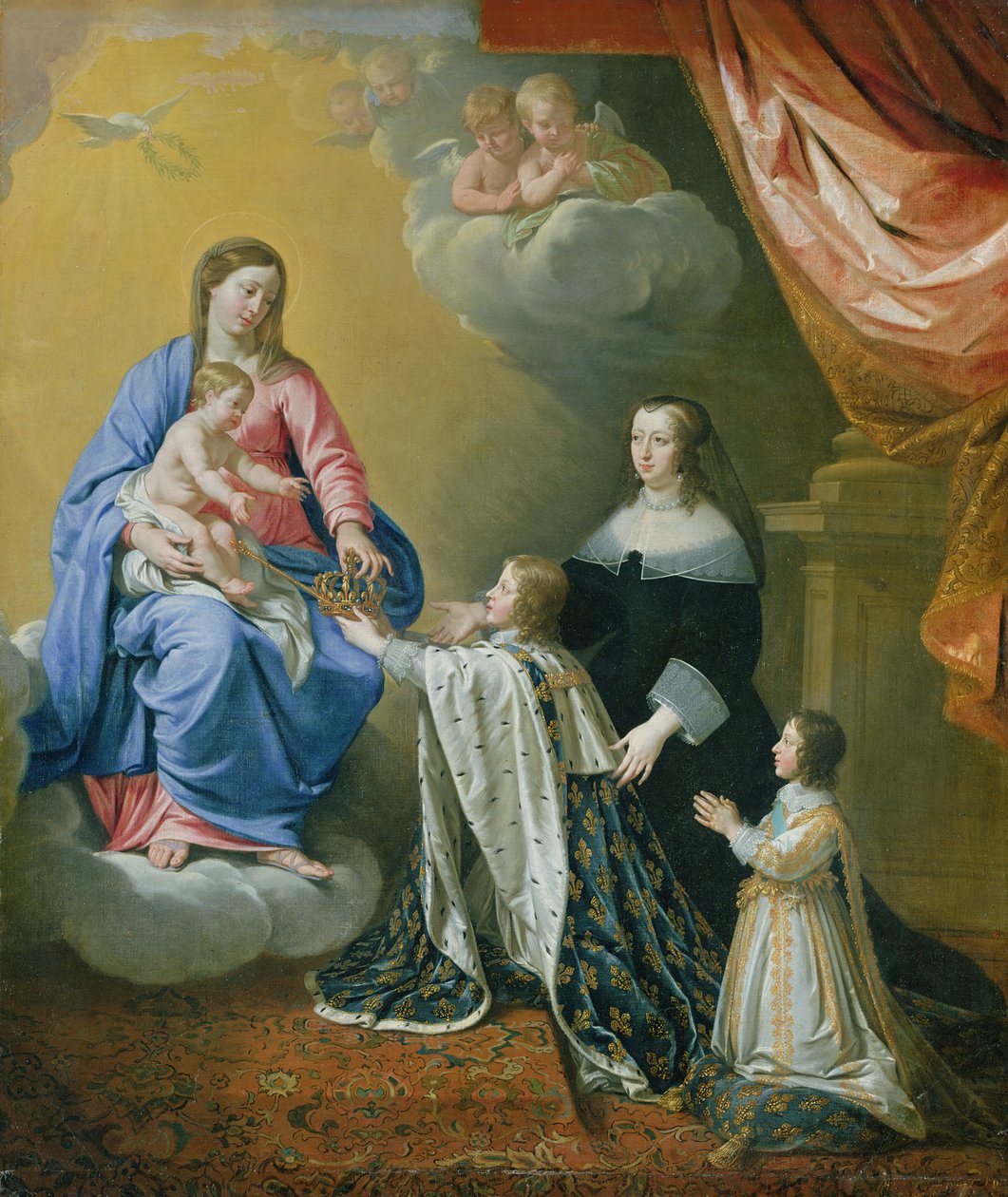 Die Jungfrau Maria überreicht die Krone und das Zepter an Ludwig XIV., 1643 von Philippe de Champaigne