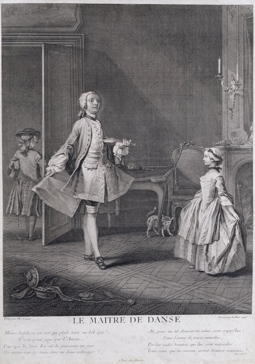 Der Tanzmeister, graviert von Jacques Philippe Le Bas (1707-83), 1745 von Philippe Canot