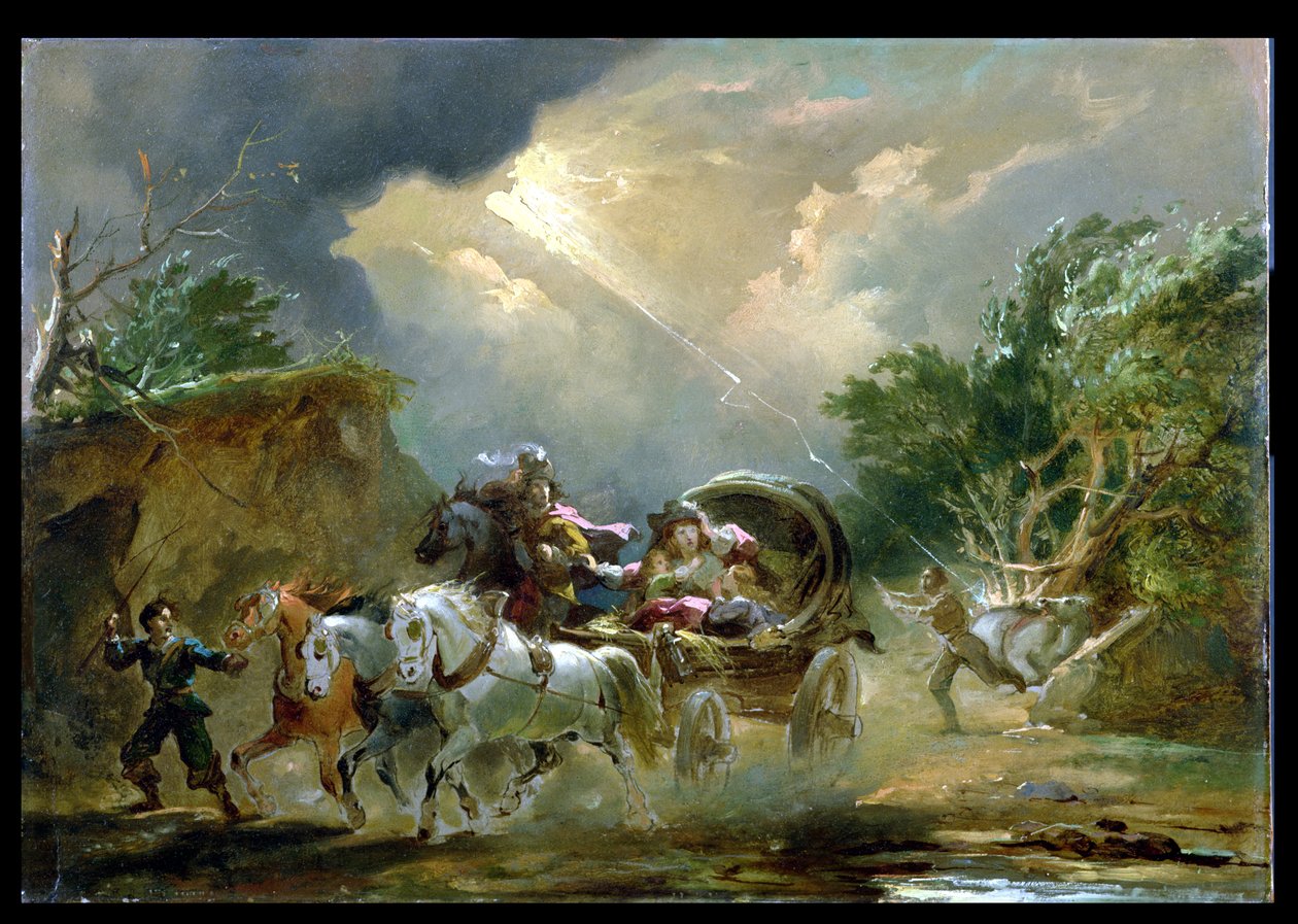 Kutsche in einem Gewitter, 1790er von Philippe Jacques de Loutherbourg