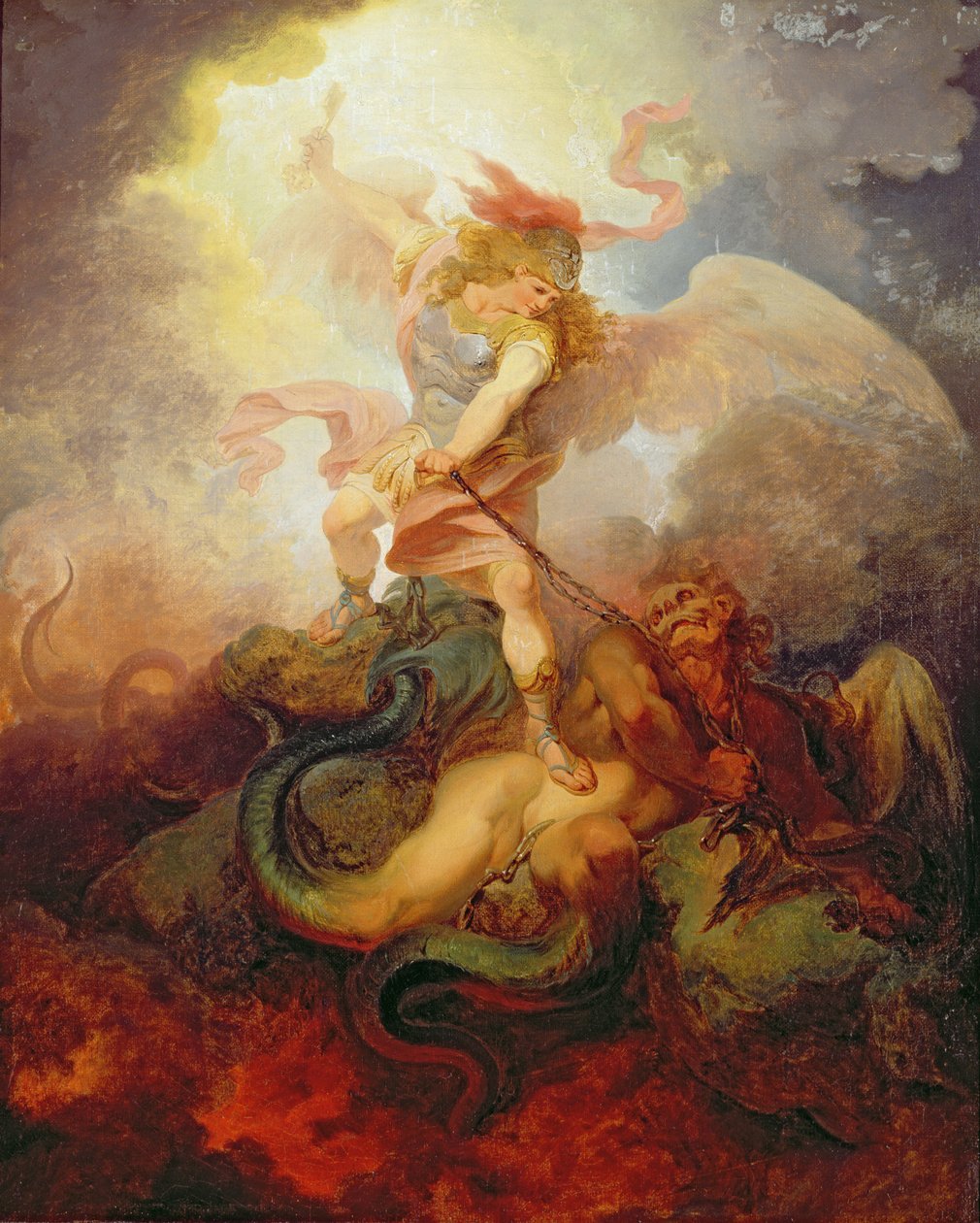 Der Engel bindet Satan, ca. 1797 von Philippe Jacques de Loutherbourg
