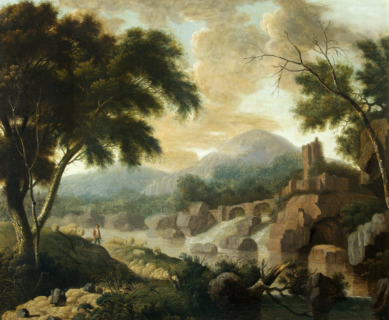 Landschaft mit reißendem Fluss, 1760-1800 von Philippe Jacques de Loutherbourg