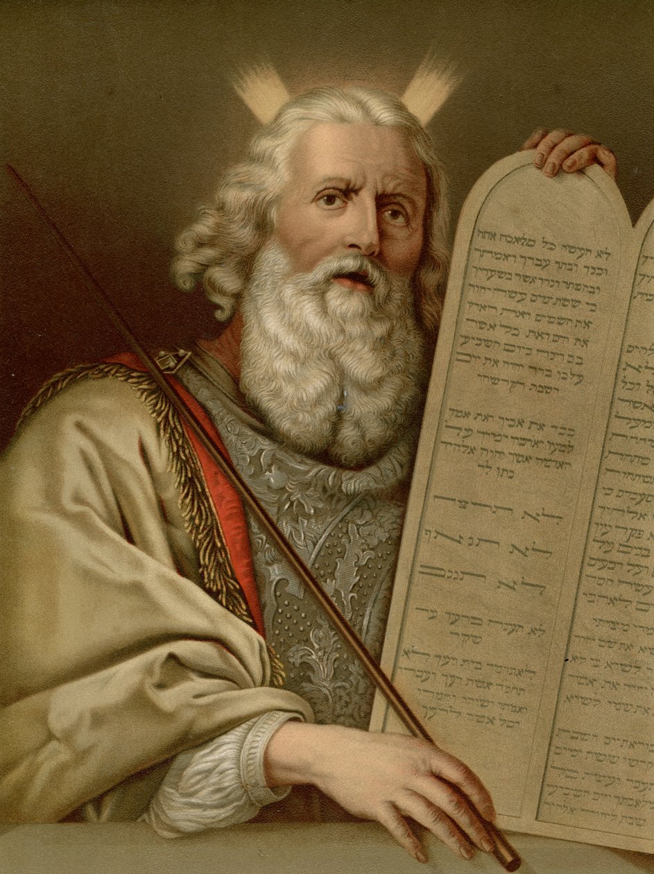 Moses mit den neuen Gesetzestafeln von Philippe de after Champaigne