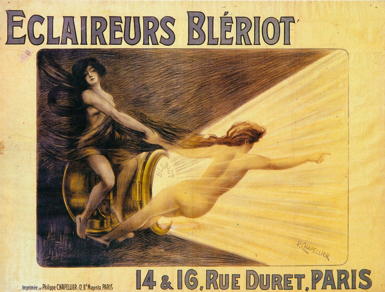 Werbung für Bleriot-Scheinwerfer, ca. 1905 von Philippe Chapellier