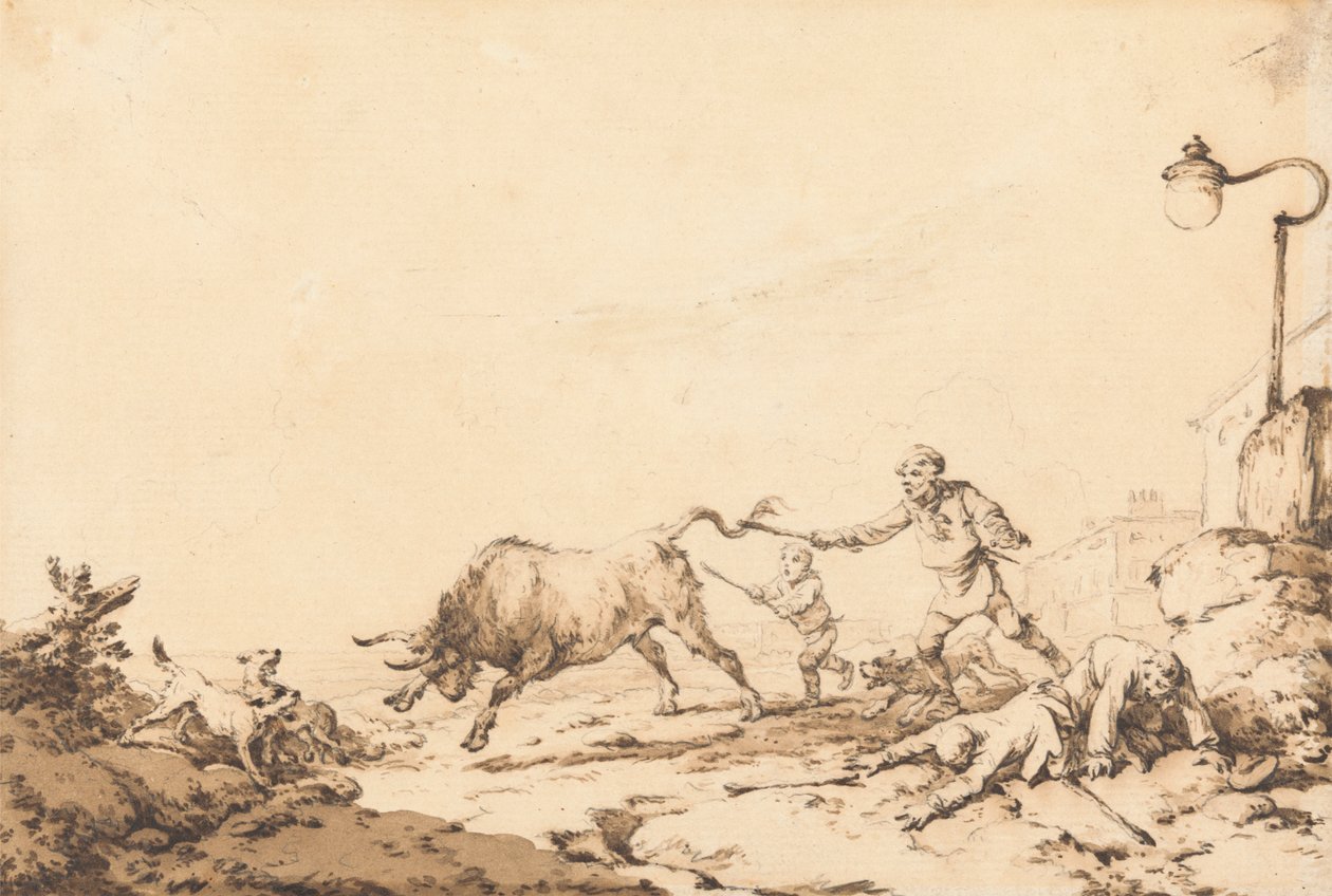 Ein angreifender Stier von Philippe Jacques de Loutherbourg