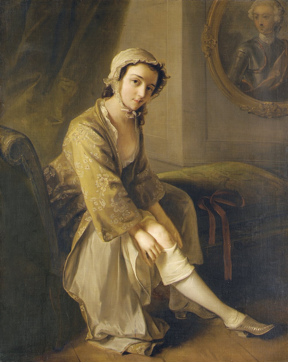 Junge Frau in einem Rehkleid von Philippe Mercier