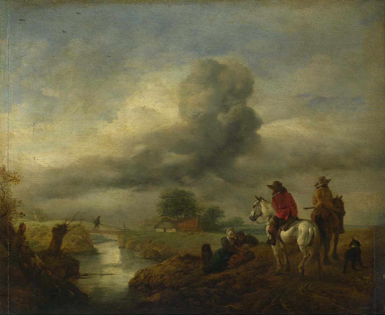 Zwei Vedetten am Bach auf der Wache von Philips Wouwerman