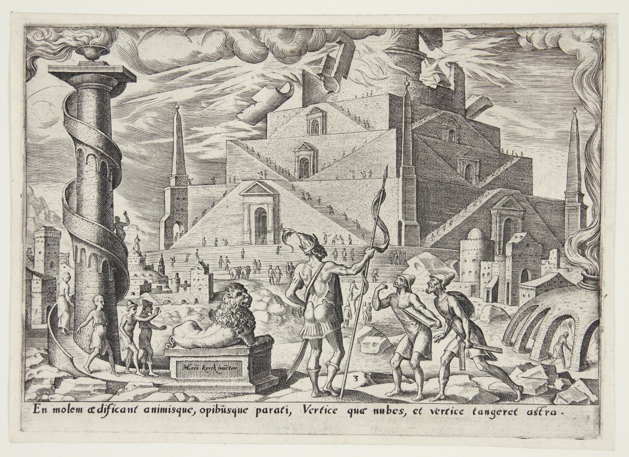 Der Turm von Babel von Philips Galle