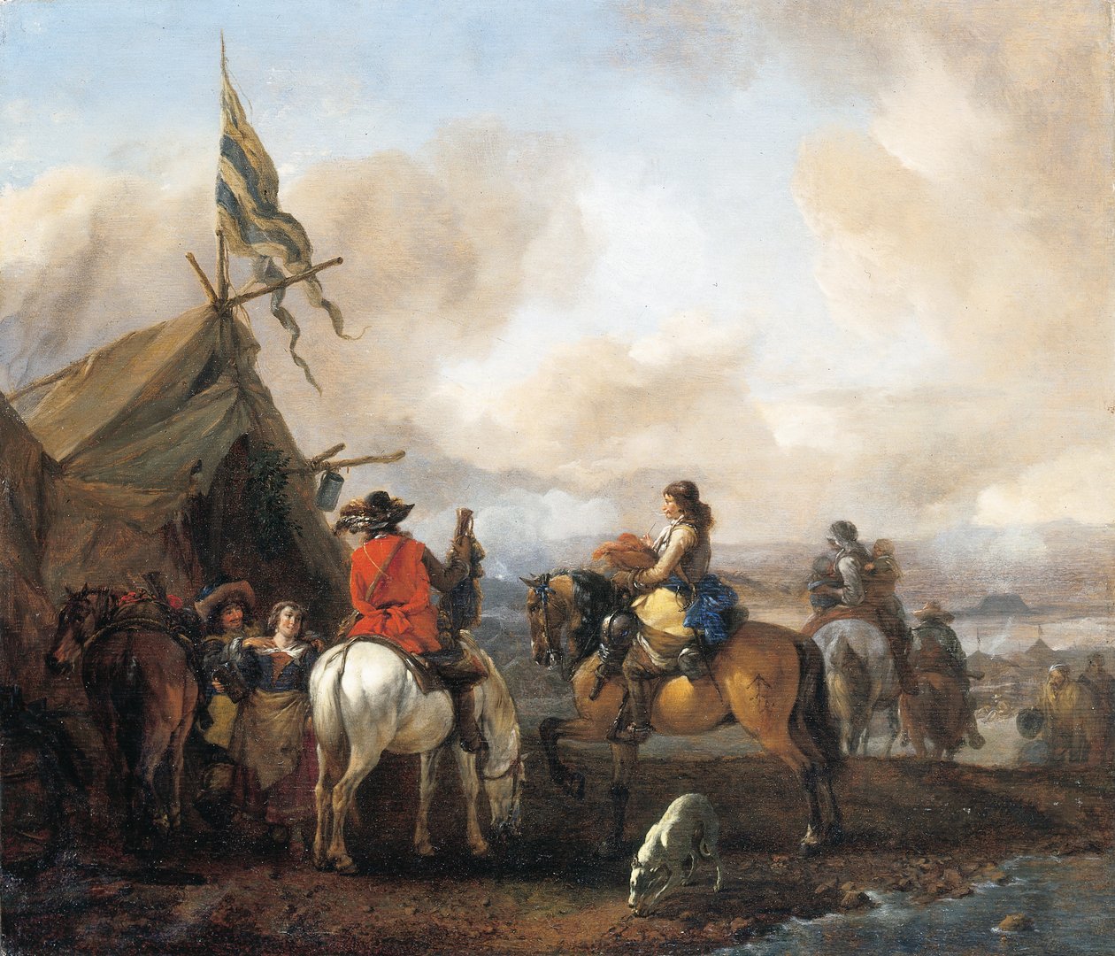 Ein militärisches Lager mit Reitern von Philips Wouwerman