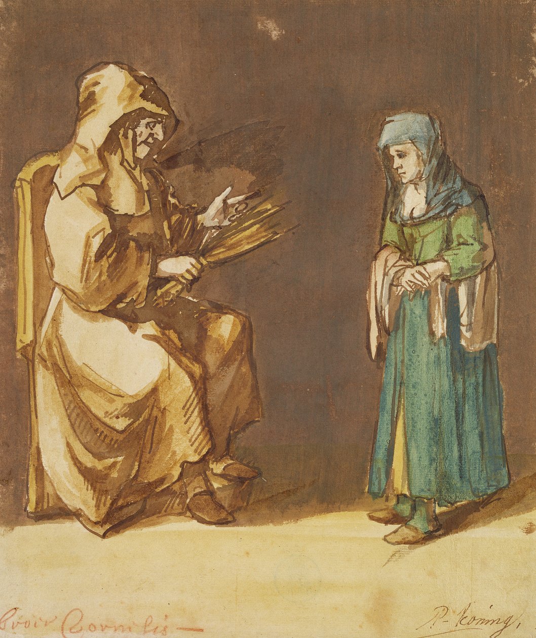 Bruder Cornelis verkleidet als Nonne und eine reuige Frau von Phillips de Koninck