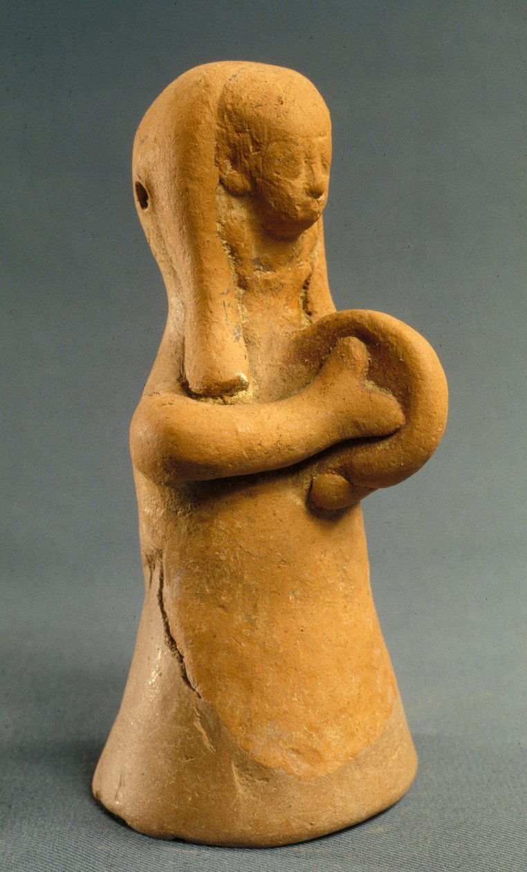 Figur einer Frau, die Zimbeln spielt (Ton) von Phoenician