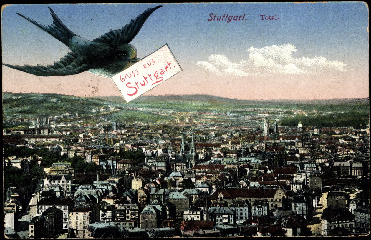 Stuttgart, Stadtansicht mit Schwalbe von Photographer German