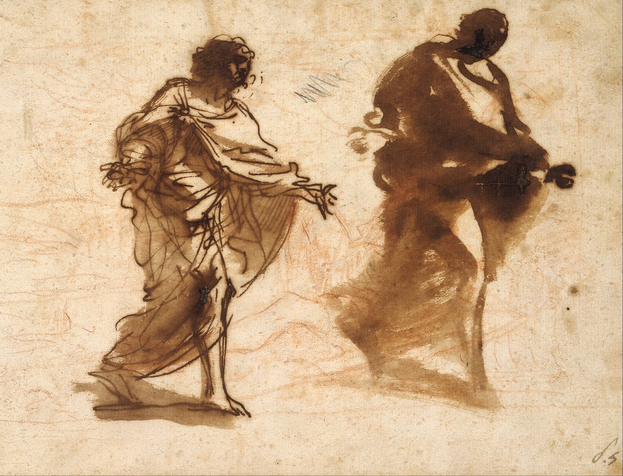 Zwei Studien für die Figur von Joseph von Pier Francesco Mola
