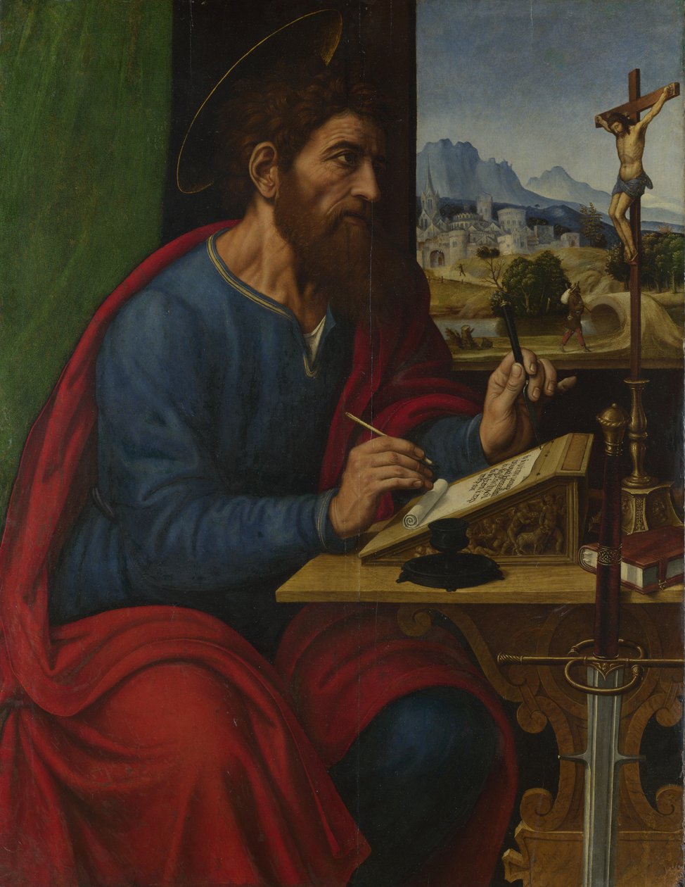 Der heilige Paulus beim Schreiben von Pier Francesco Sacchi