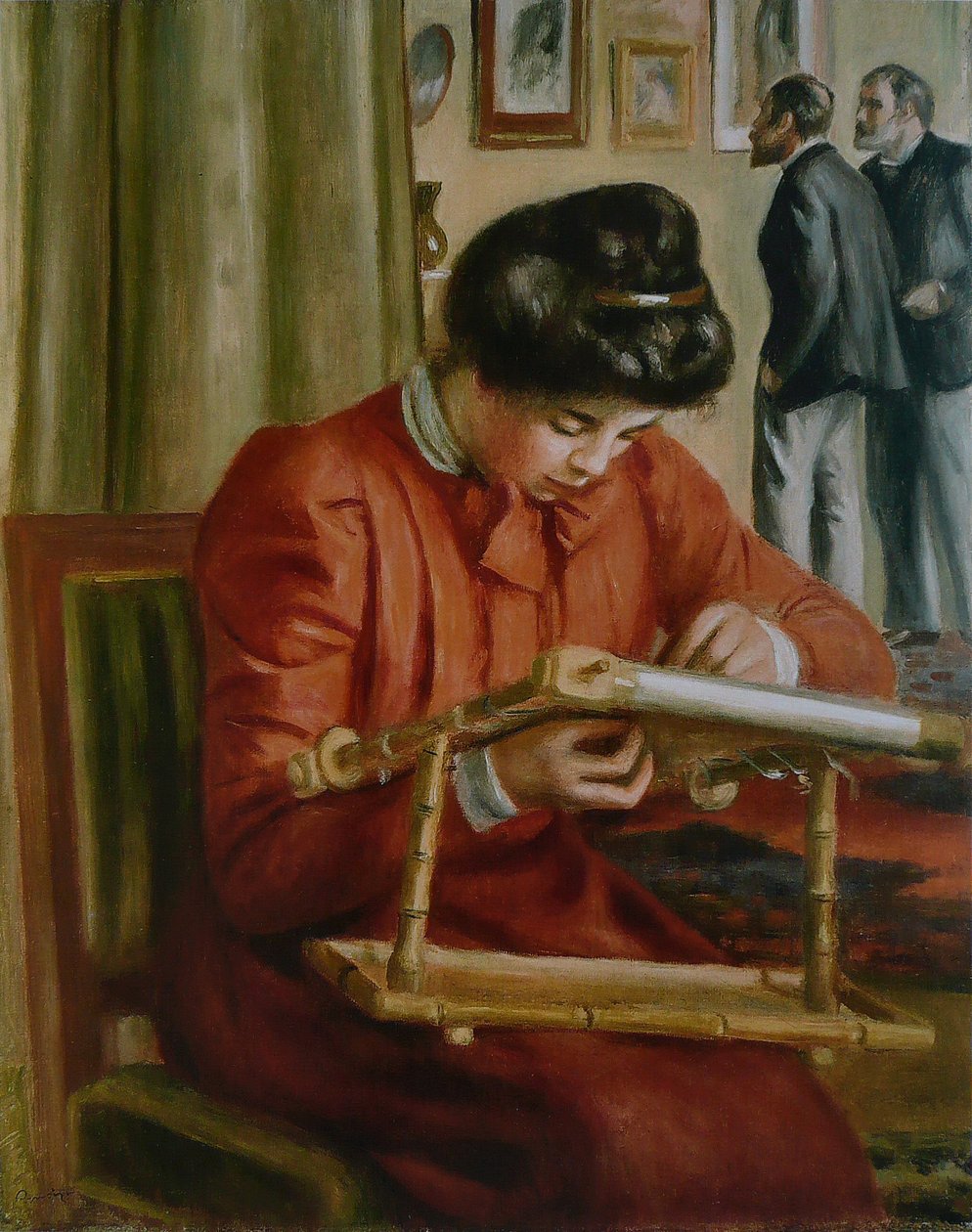 Christine Lerolle beim Sticken von Pierre Auguste Renoir