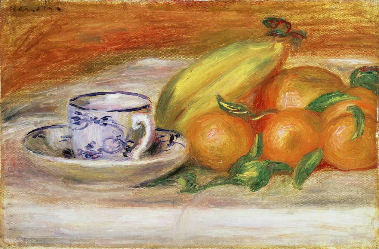 Obst mit Tasse und Untertasse von Pierre Auguste Renoir