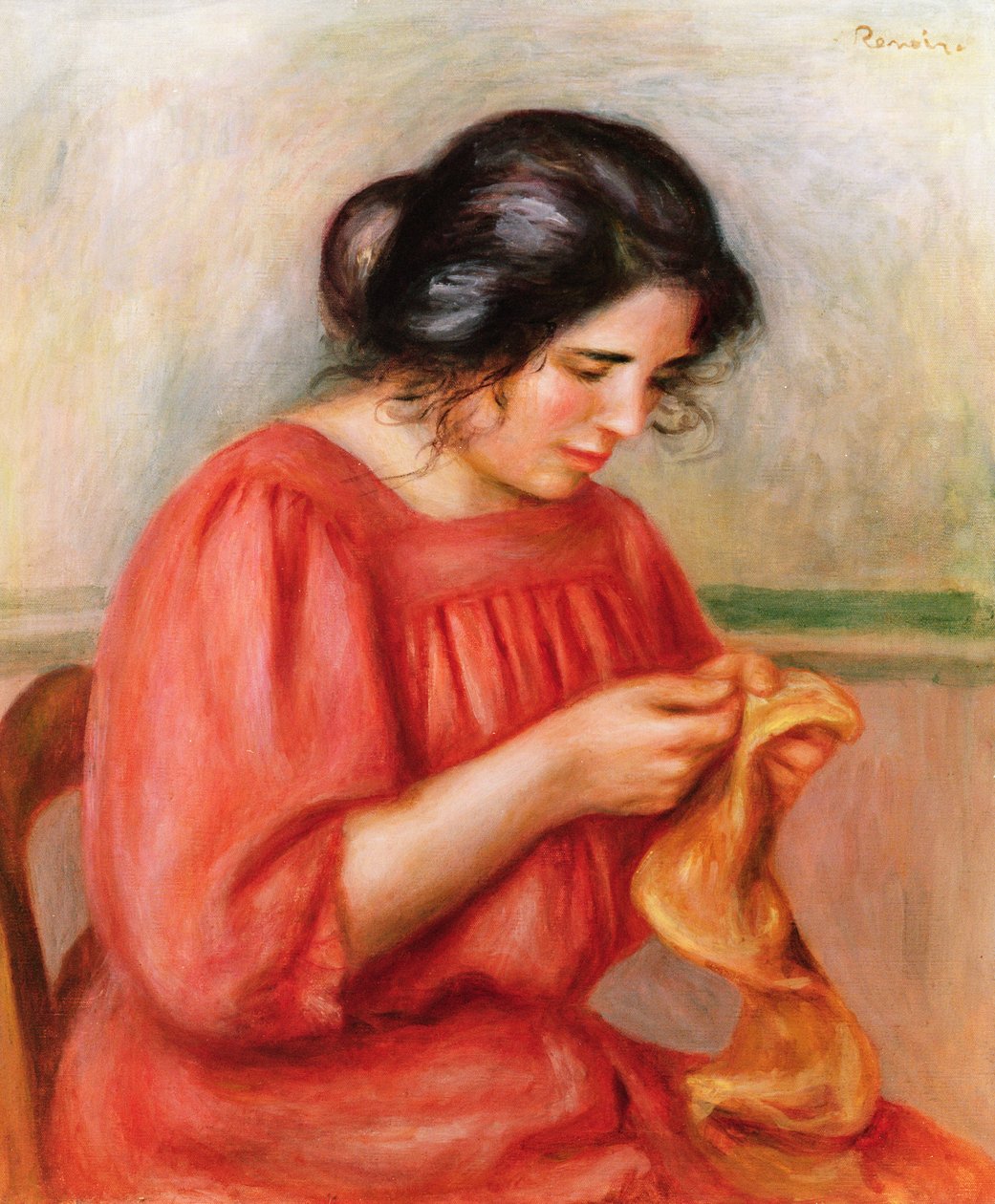 Gabrielle beim Stopfen von Pierre Auguste Renoir