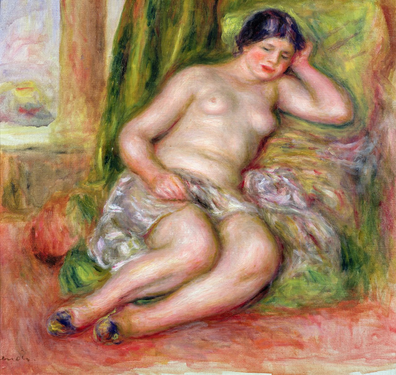 Schlafende Odaliske oder Odaliske in türkischen Pantoffeln, ca. 1915-17 von Pierre Auguste Renoir