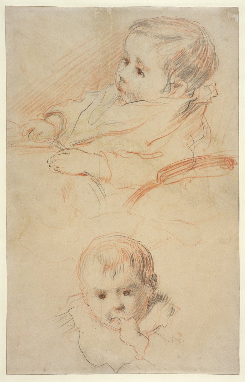 Zwei Studien eines kleinen Kindes, 1875-80 von Pierre Auguste Renoir