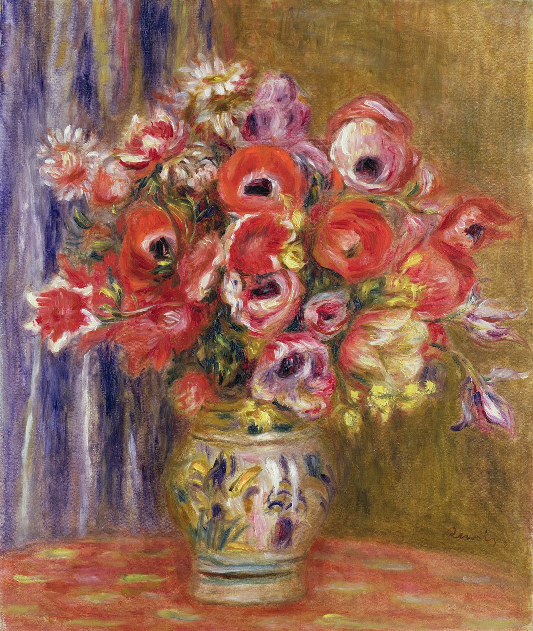 Vase mit Tulpen und Anemonen, ca. 1895 von Pierre Auguste Renoir
