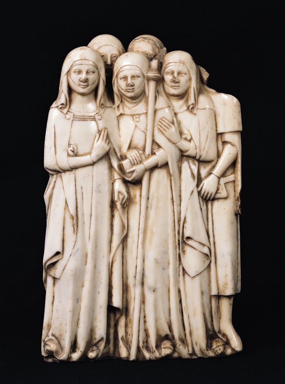 Alinorda, Schwester von Papst Clemens VI. (1291-1352) und ihre Kinder, vom Grabmal Clemens VI., La Chaise-Dieu (Marmor) von Pierre Boye