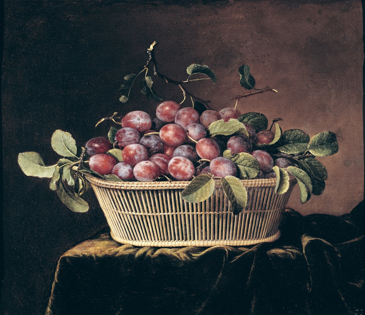 Korb mit Pflaumen von Pierre Dupuis