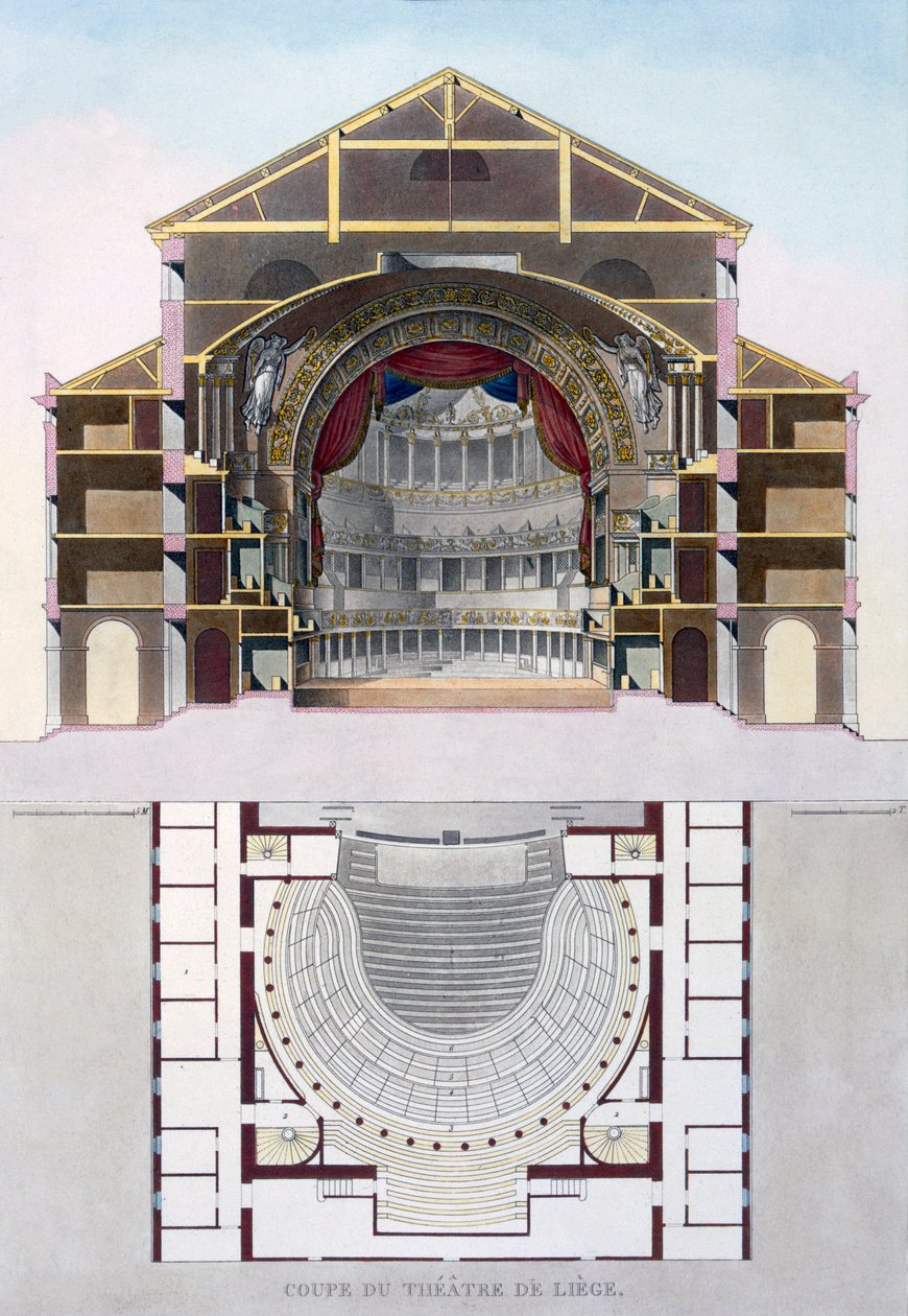 Querschnitt des Lütticher Theaters, Belgien, aus 