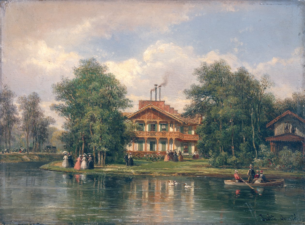 Das Chalet mit der gelben Tür im Bois de Vincennes, um 1862 von Pierre Justin Ouvrie