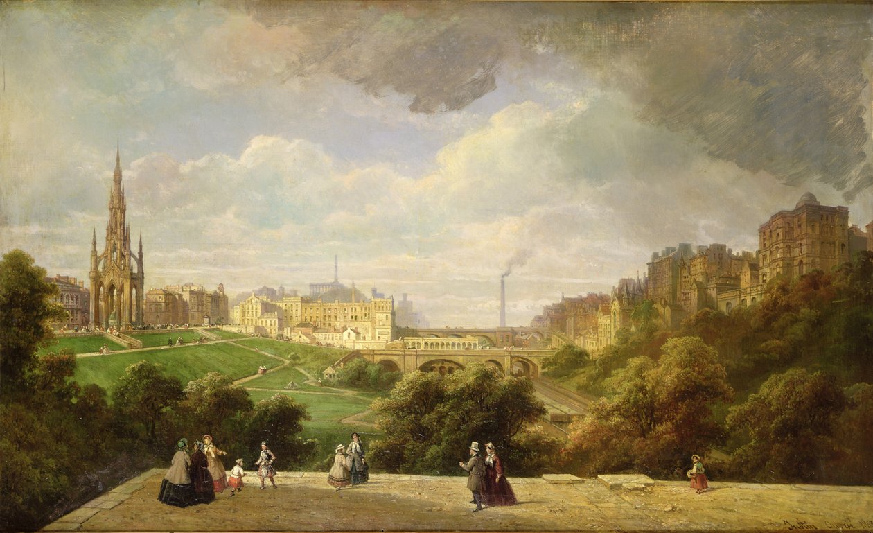 Ansicht von Edinburgh, das Walter Scott Denkmal von Pierre Justin Ouvrie