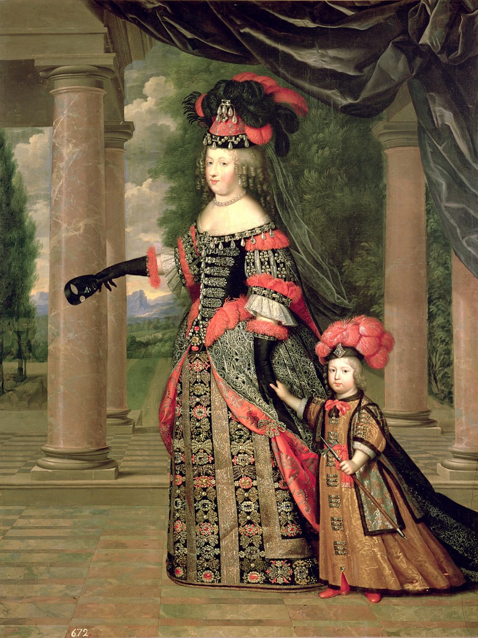 Maria Theresia (1638-83) Ehefrau von Ludwig XIV., mit ihrem Sohn dem Dauphin Louis von Frankreich (1661-1711) nach 1661 von Pierre Mignard