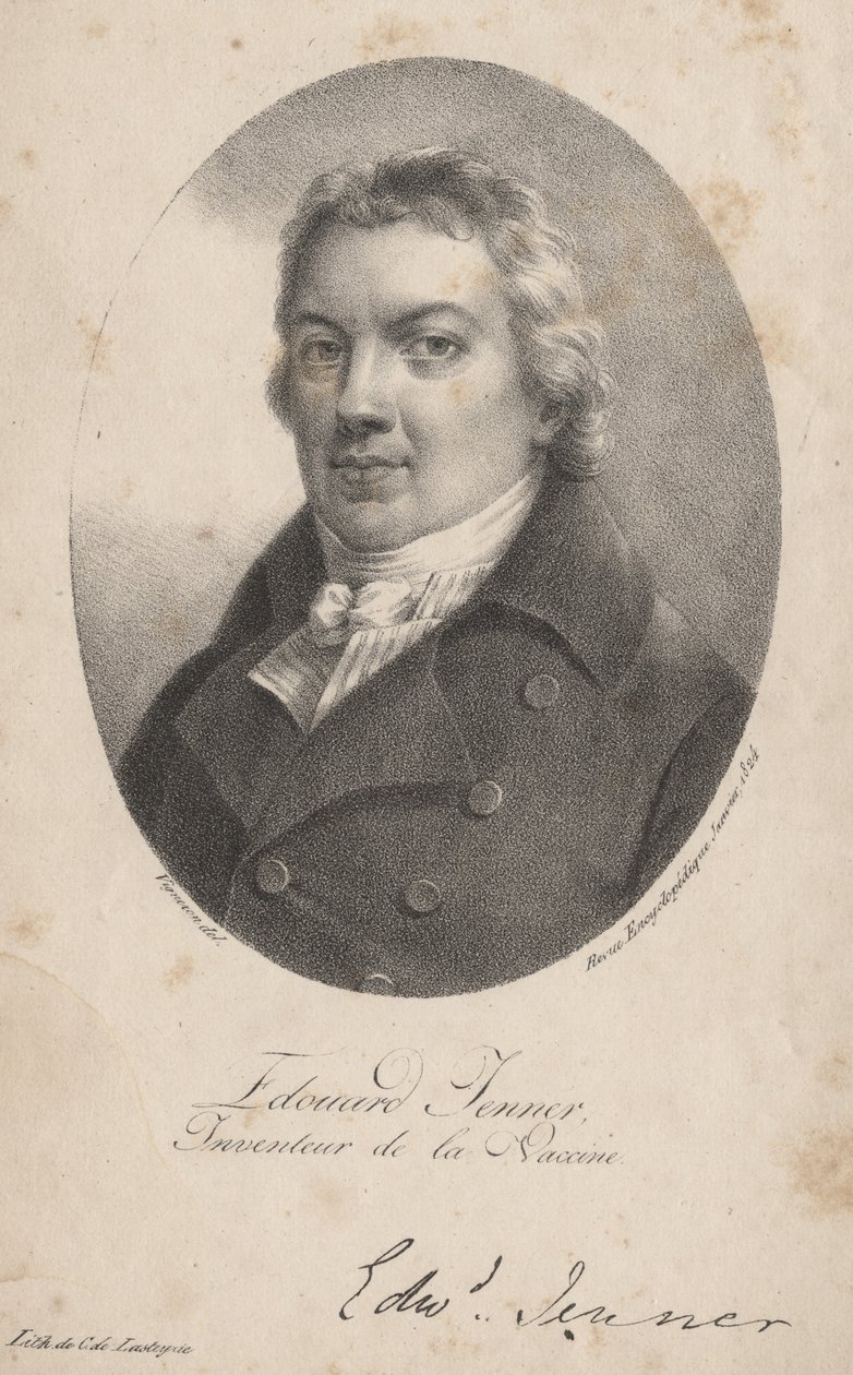 Edouard Jenner, Lithographie von Comte Charles Philibert de Lasteyrie, 1824 von Pierre Roch Vigneron