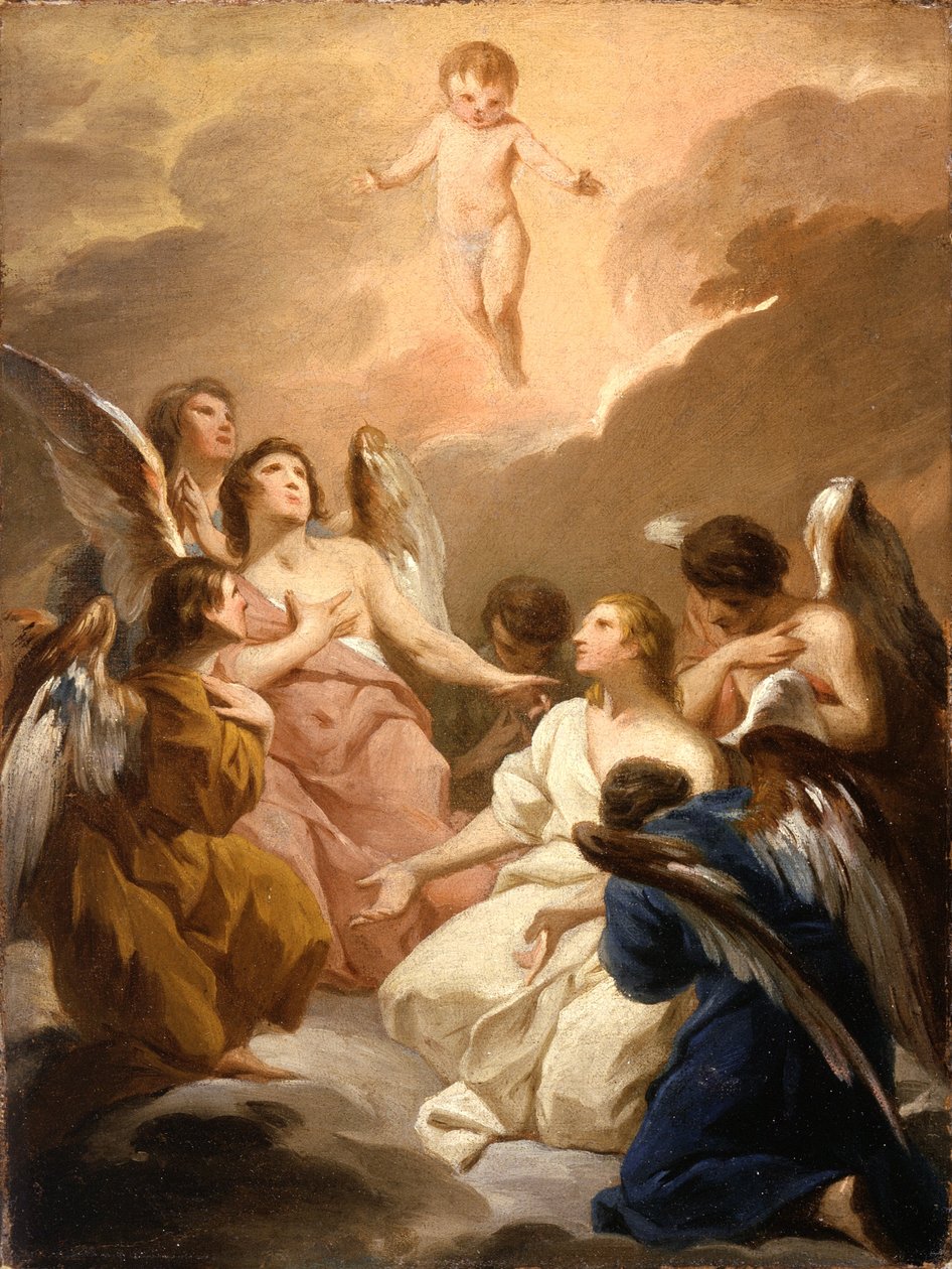 Sieben Engel, die das Christkind anbeten, ca. 1730-40 von Pierre Subleyras