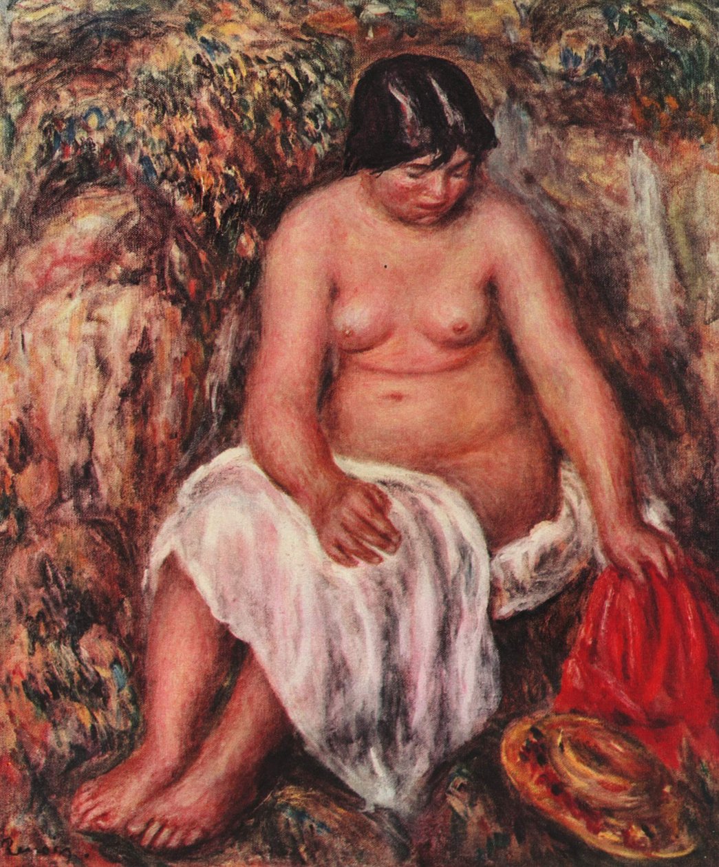 Akt mit Strohhut von Pierre Auguste Renoir