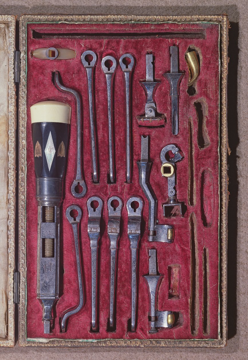 Set von Zahnmedizinischen Instrumenten, frühes 19. Jahrhundert von Pierre Francois Grangeret