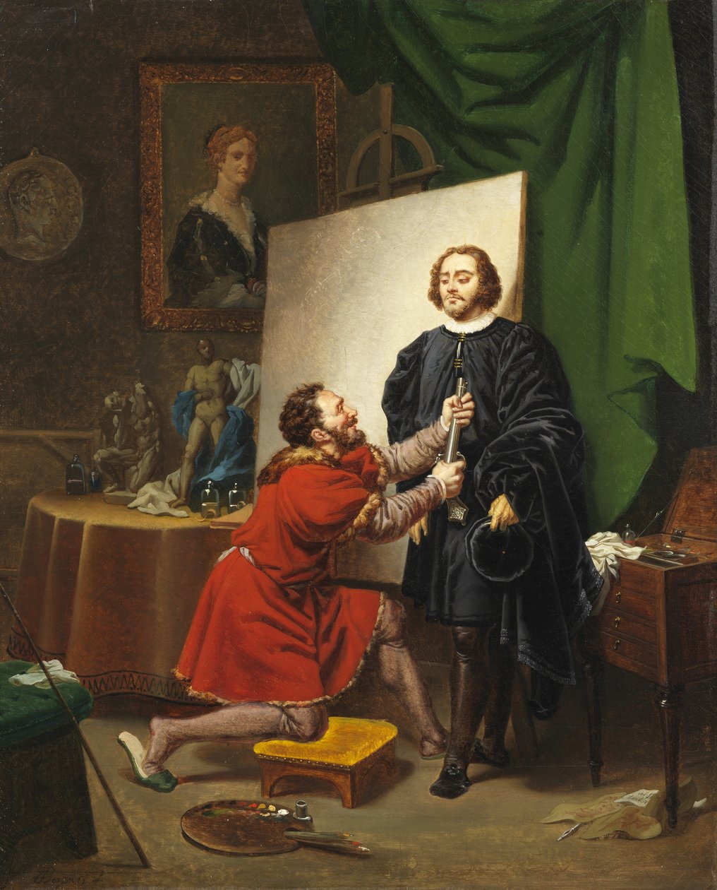 Pietro Aretino im Atelier von Tintoretto, 1822 von Pierre Nolasque Bergeret