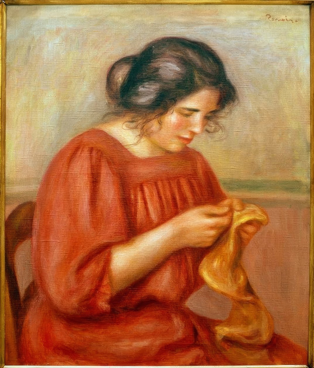 Gabrielle beim Nähen von Pierre Auguste Renoir
