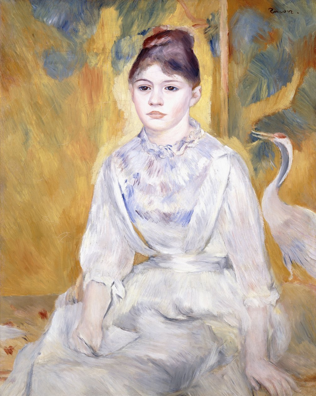 Junges Mädchen mit einem Schwan von Pierre Auguste Renoir