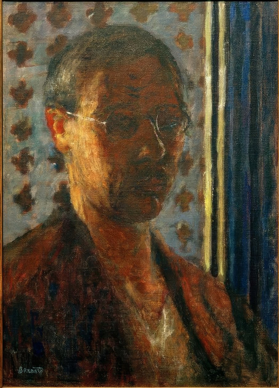 Selbstporträt im Gegenlicht, Papier mit Blumenmuster von Pierre Bonnard