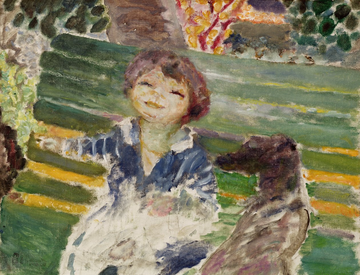 Kleines Mädchen mit einem Hund von Pierre Bonnard