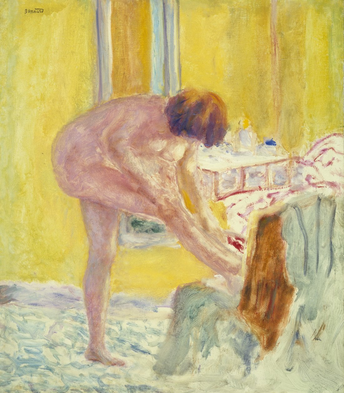 Akt, gelber Hintergrund, um 1924 von Pierre Bonnard