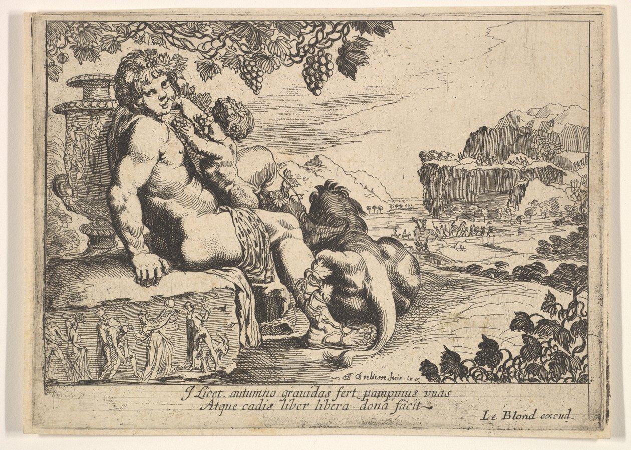 Bacchus, Satyr und Löwe, 1610-42 von Pierre Brebiette