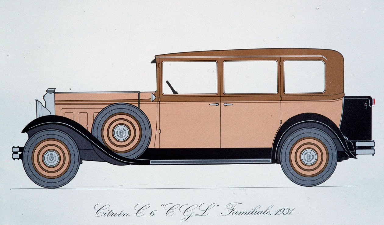 Tafel, die das Familienauto Citroen von 1931 darstellt von Pierre Dumont