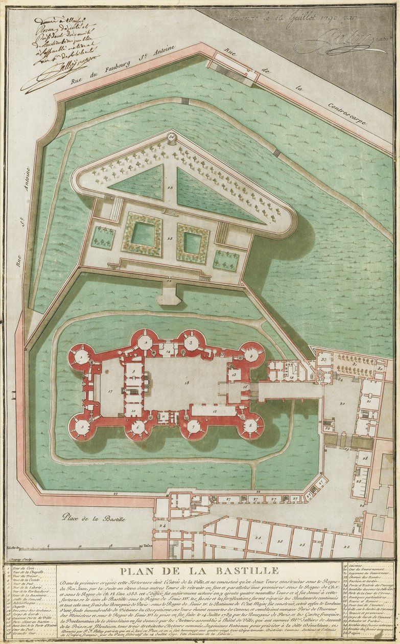 Plan der Bastille, 1792 von Pierre Francois Palloy