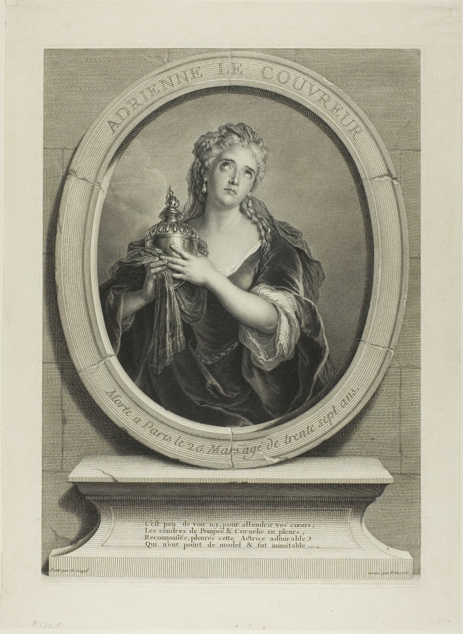 Porträt von Adrienne Le Couvreur von Pierre Imbert Drevet