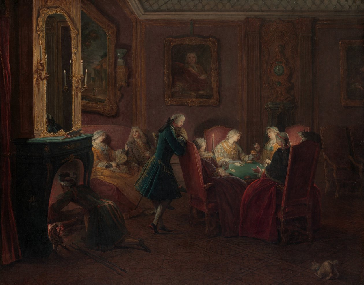 Kartenspieler in einem Salon von Pierre Louis Dumesnil