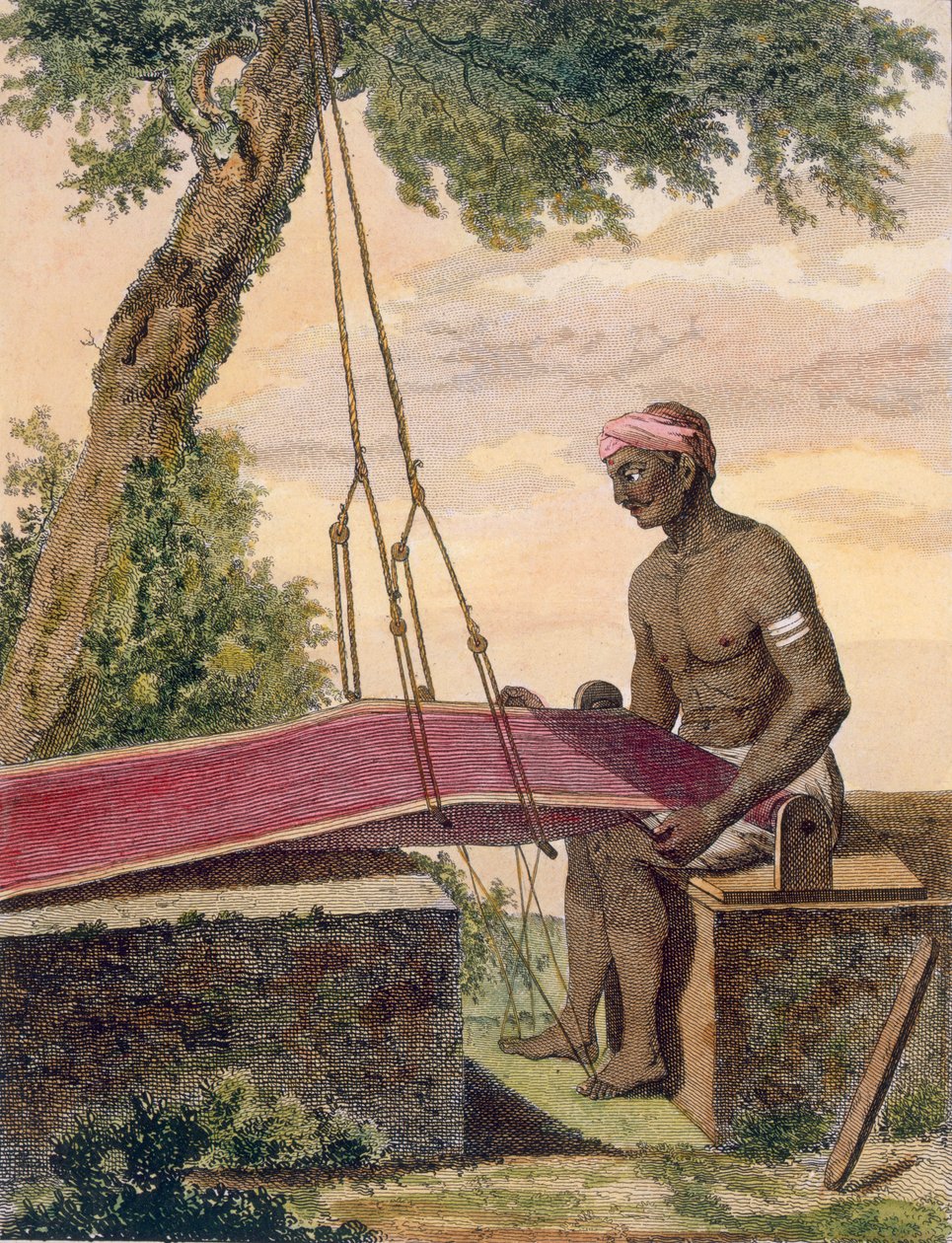 Weber von Stoff, 1782 von Pierre Sonnerat