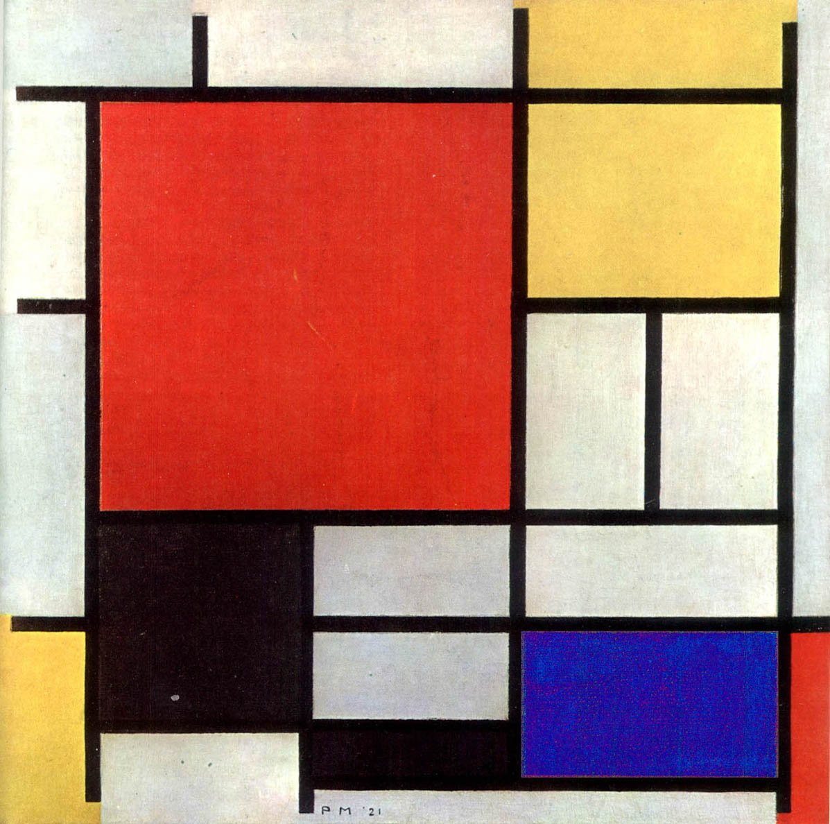 Komposition in Rot, Gelb, Blau und Schwarz von Piet Mondrian
