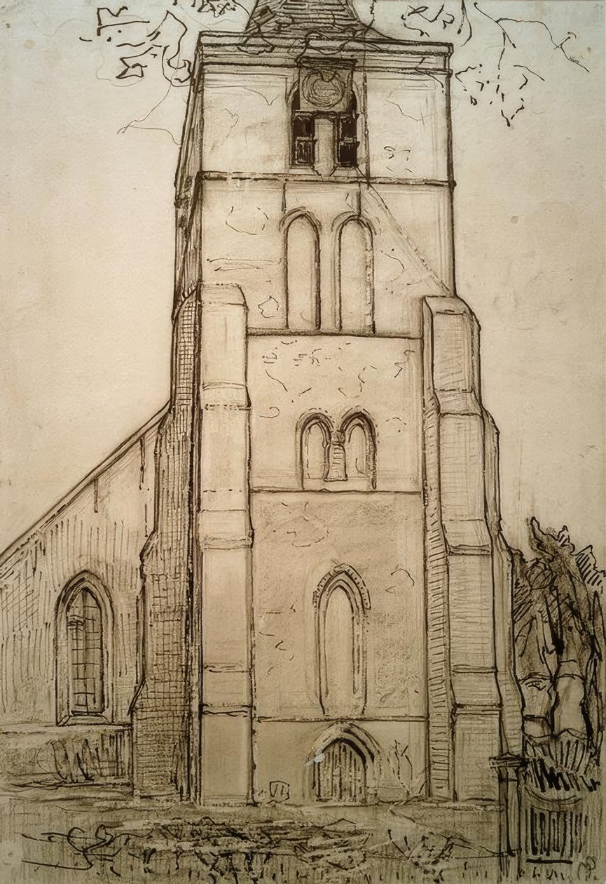 Kirche in Domburg von Piet Mondrian