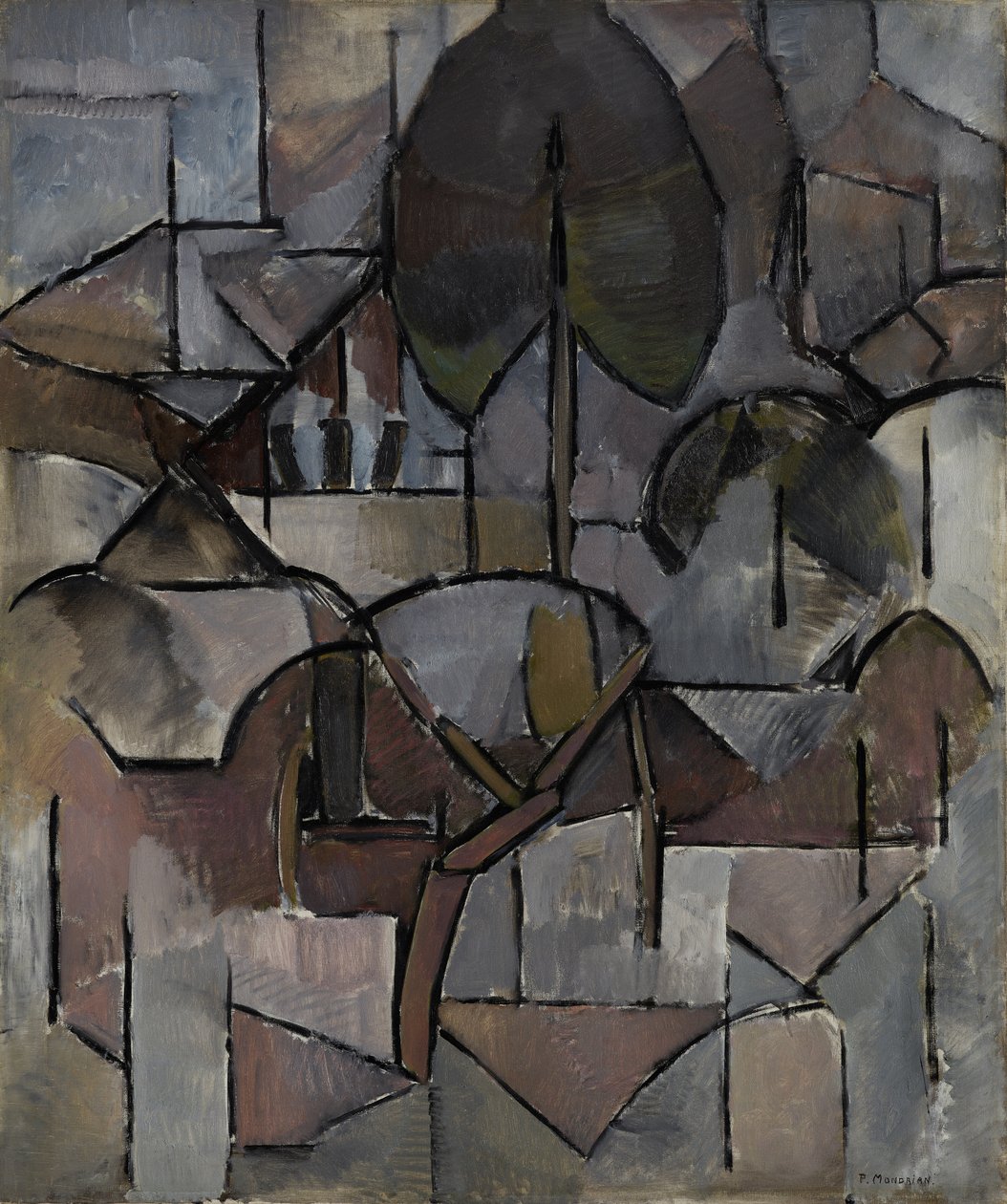 Landschaft mit Bäumen, 1912 von Piet Mondrian